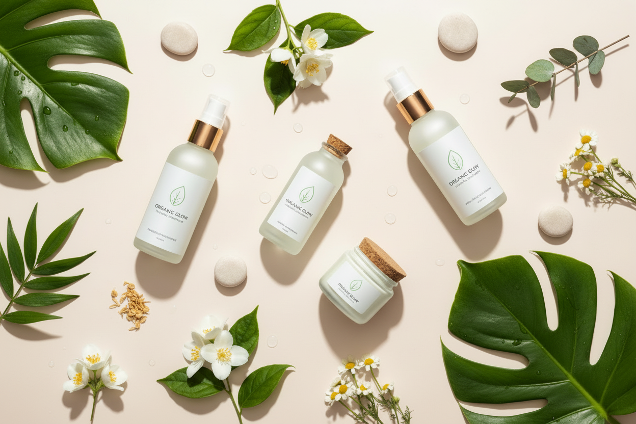 Produits cosmétiques bio fond chaud